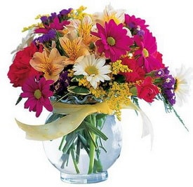 Ankara Eryaman çiçekçilik görsel ürün modeli  Özel hisler çiçeği karışık mevsim vazosu Ankara çiçek gönder firması şahane ürünümüz
