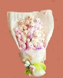 Ankara Eryaman çiçekçi den 15 adet ayıcıktan sevdiğinize özel mi özel görsel bir buket tanzimi